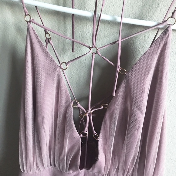 Topshop tulle lace-up prom lavender lace dress - Picture 5 of 8